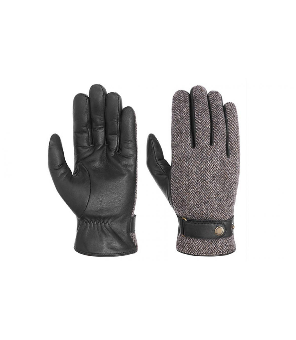 leather and tweed gloves Stetson Gloves Goat Nappa Woolrich black